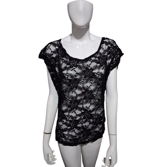 Y2K Vintage Whimsigoth Womens Size Large Lace Fairygoth Witchy Dark Romantic Top - Picture 1 of 7
